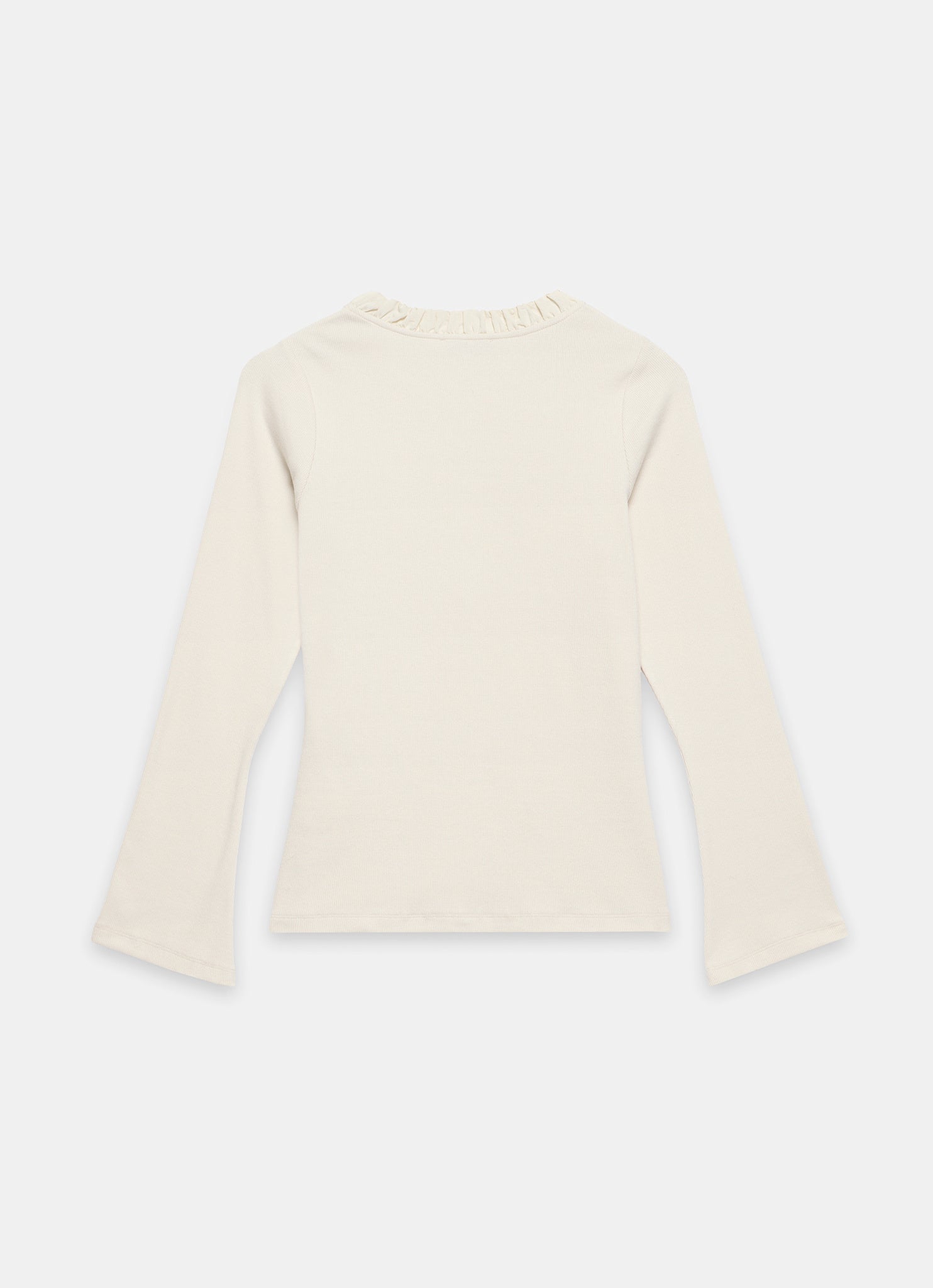 Neutral Ruched Cotton Blend Henley Top