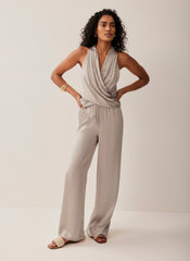 Neutral Satin Wrap Top