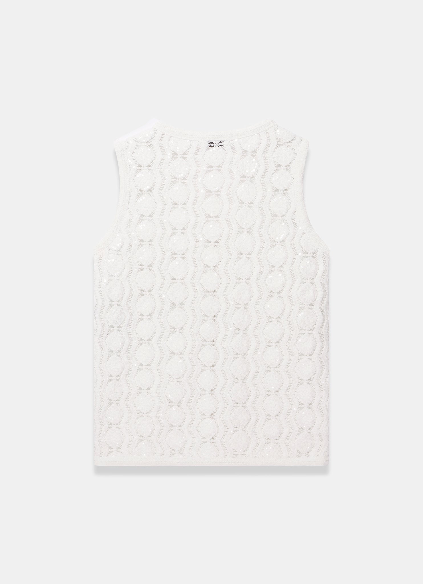 White Crochet Sequin Top
