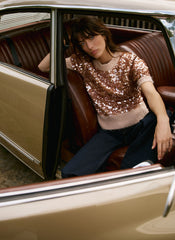 Neutral Sequin Knit Top