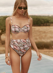 Neutral Printed High Waisted Bikini Bottoms