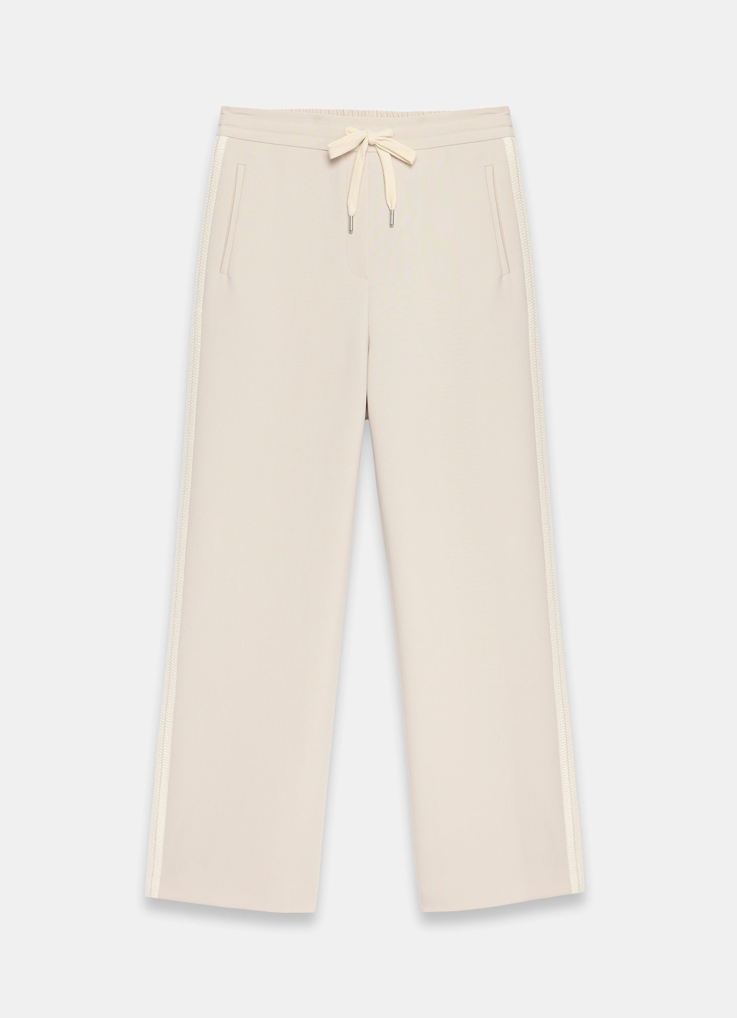 Neutral Crochet Side Stripe Wide Joggers