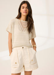 Neutral Metallic Knit Top