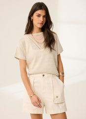 Neutral Metallic Knit Top
