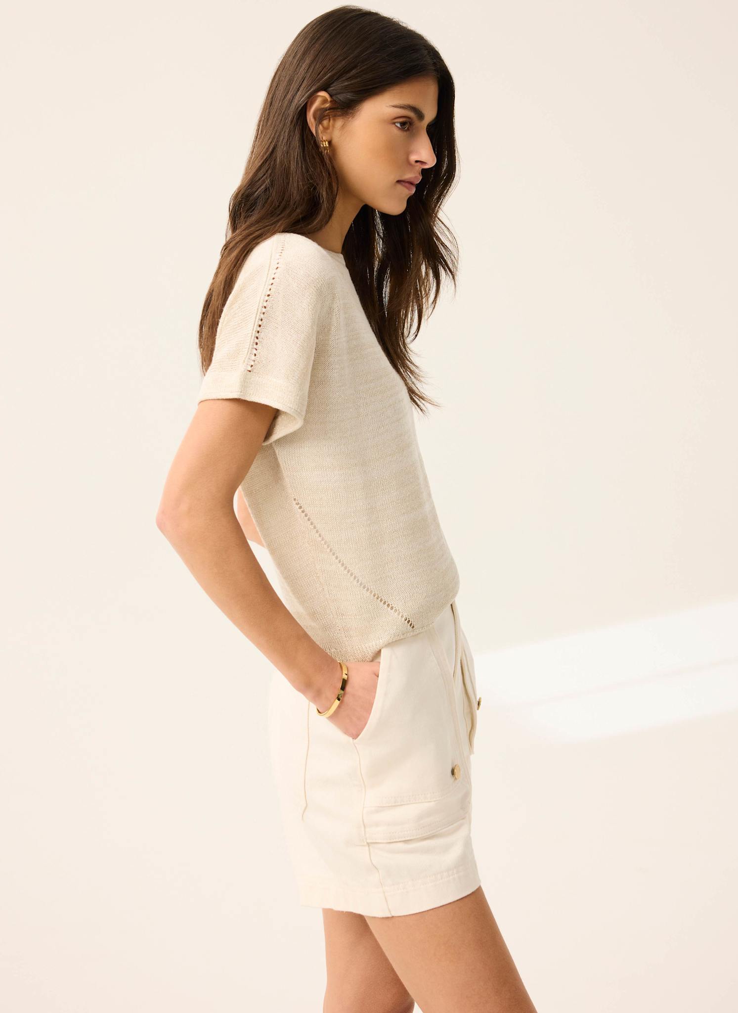 Neutral Metallic Knit Top
