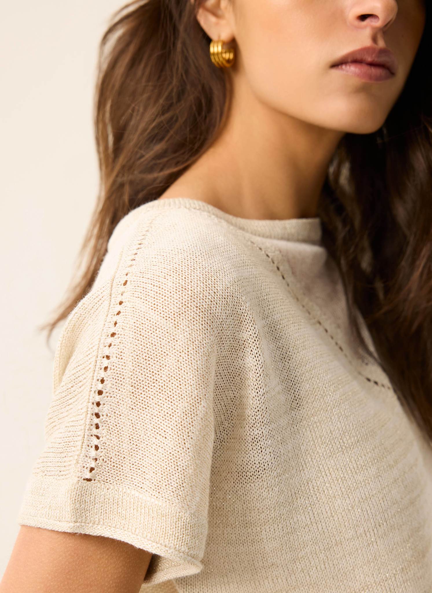 Neutral Metallic Knit Top