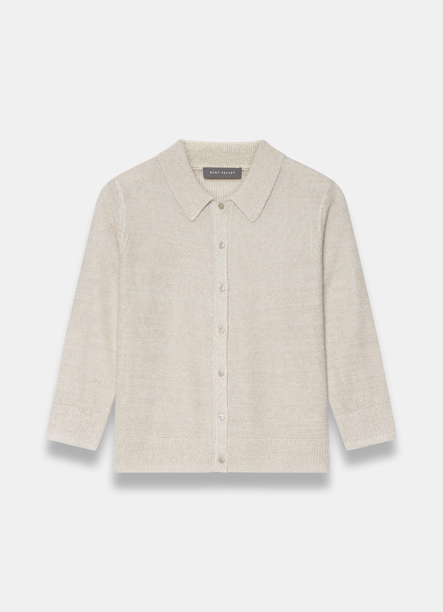 Neutral Metallic Cardigan Knit Top