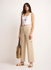 Neutral Straight Utility Chino Trousers