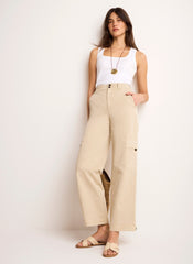 Neutral Straight Utility Chino Trousers