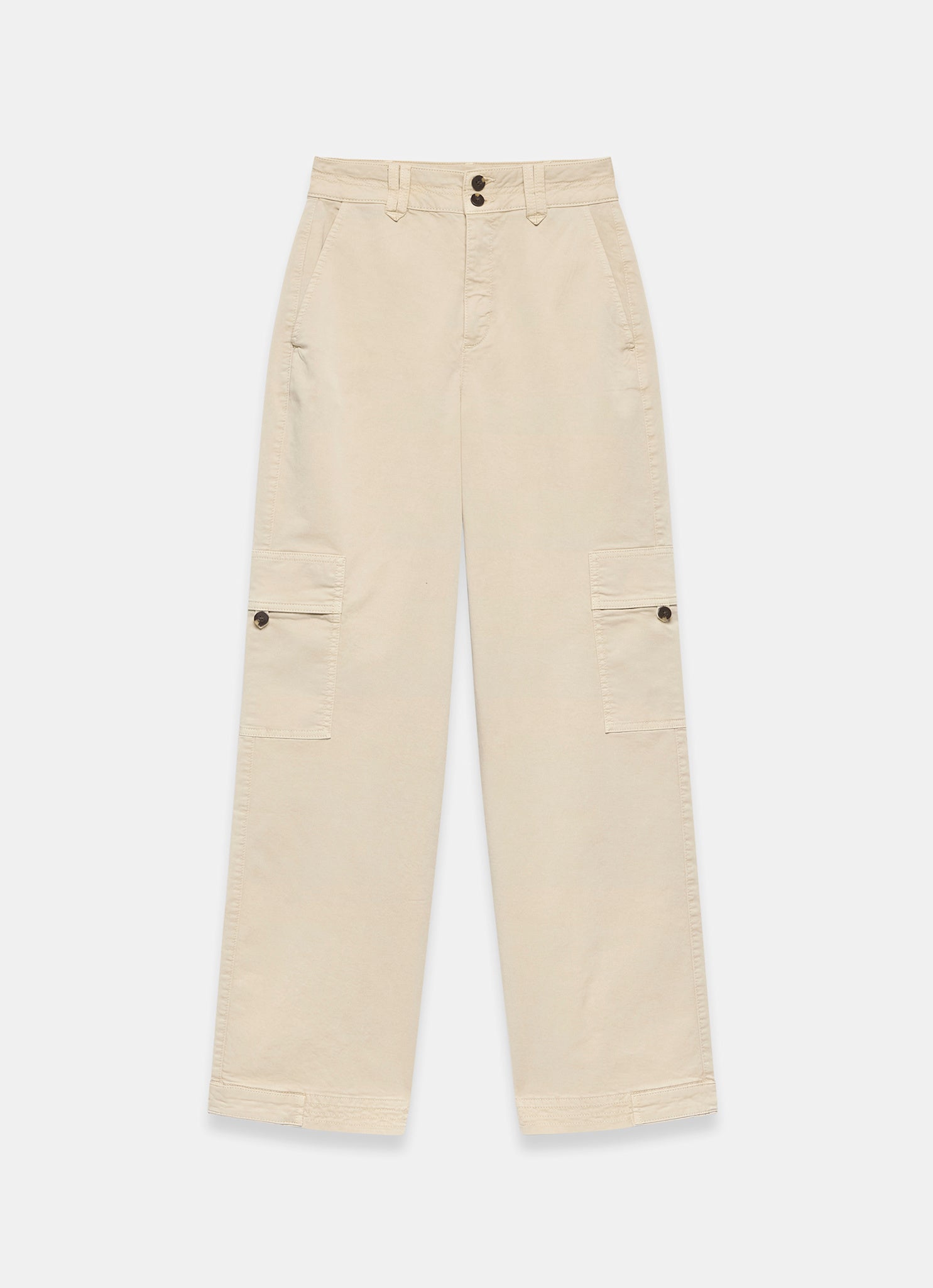 Neutral Straight Utility Chino Trousers