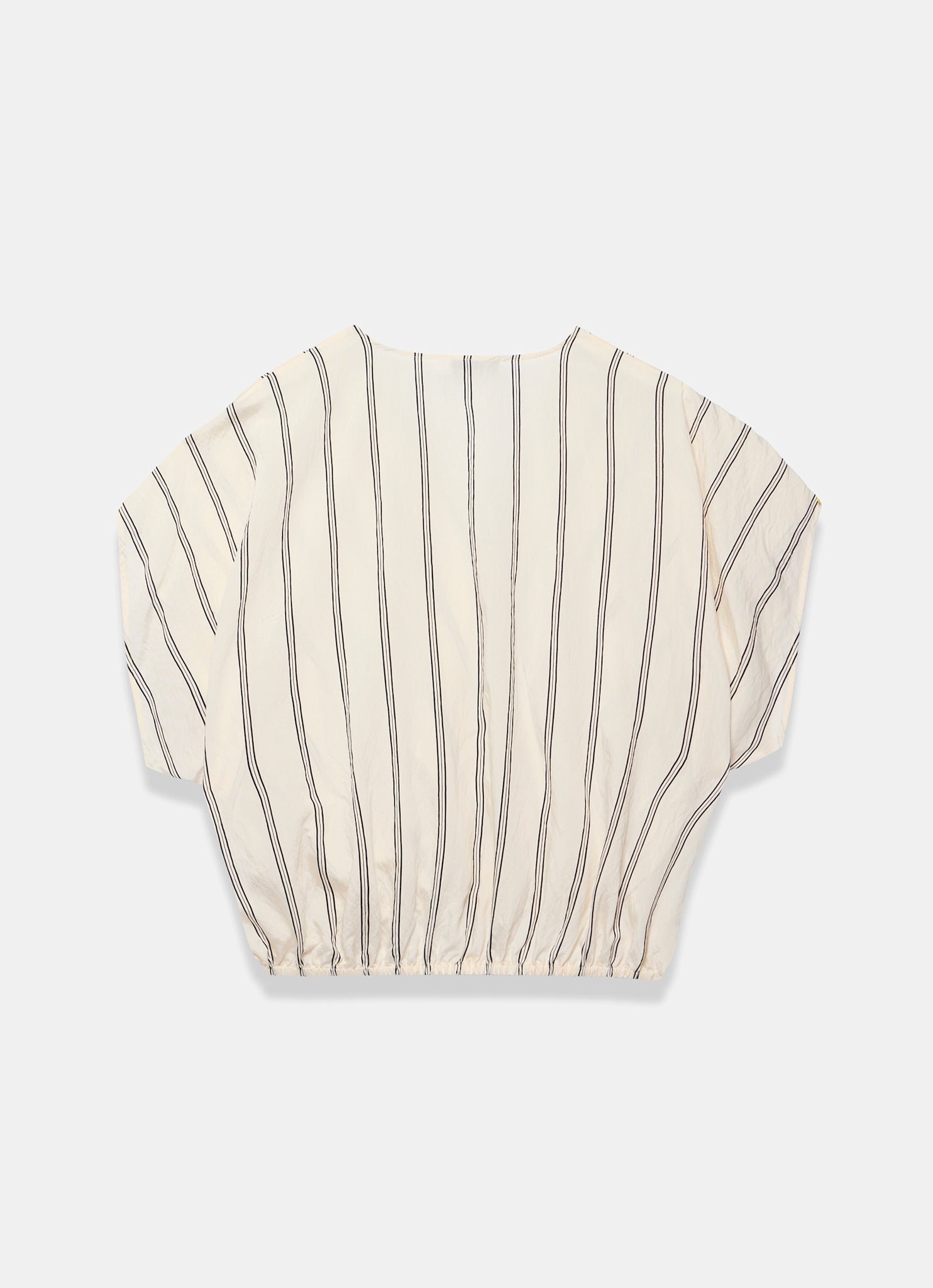Neutral Pinstriped Wrap Blouse