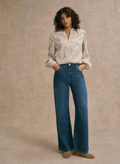 Neutral Floral Stripe Blouse