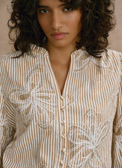 Neutral Floral Stripe Blouse