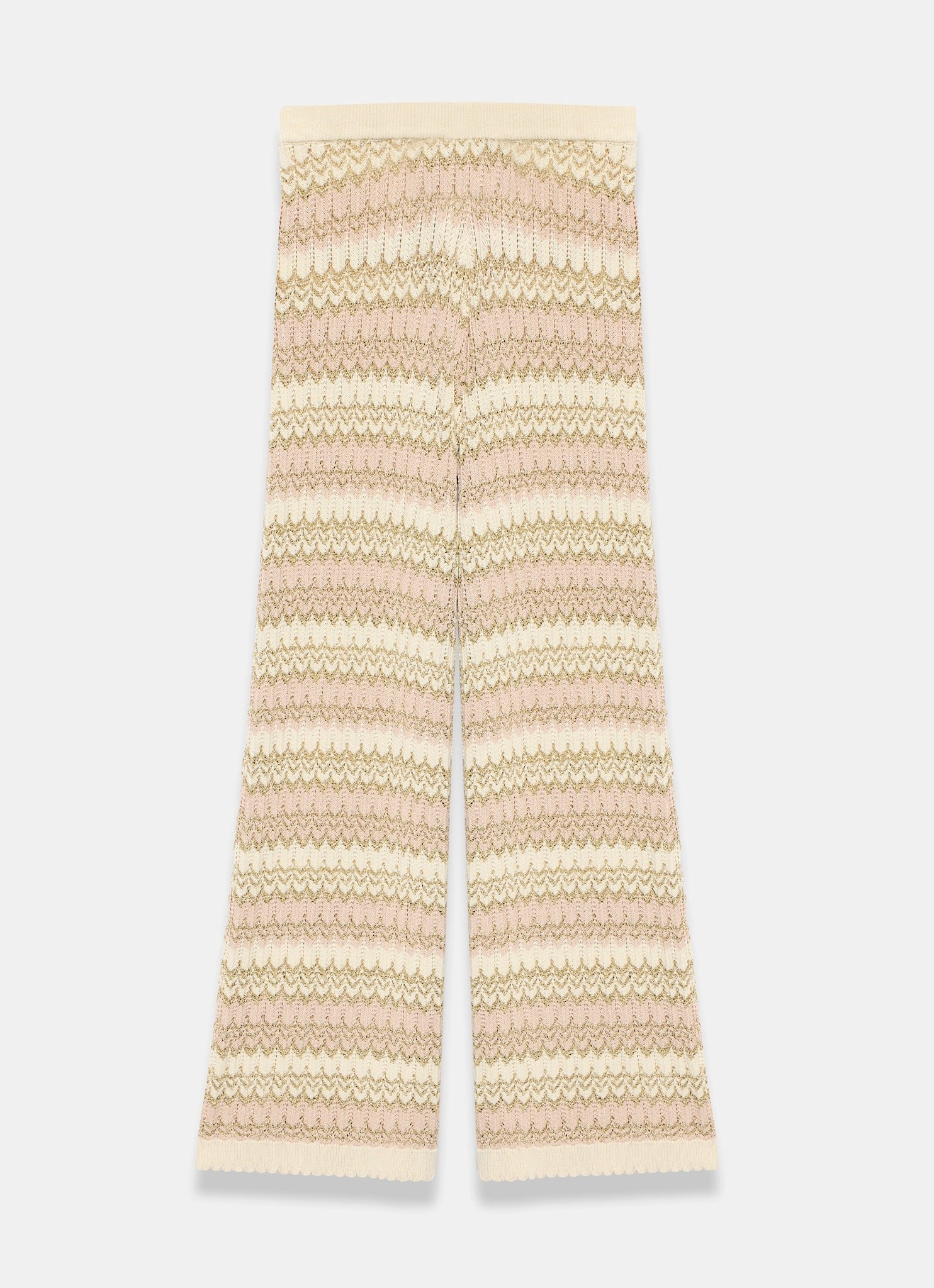 Neutral Striped Crochet Trousers