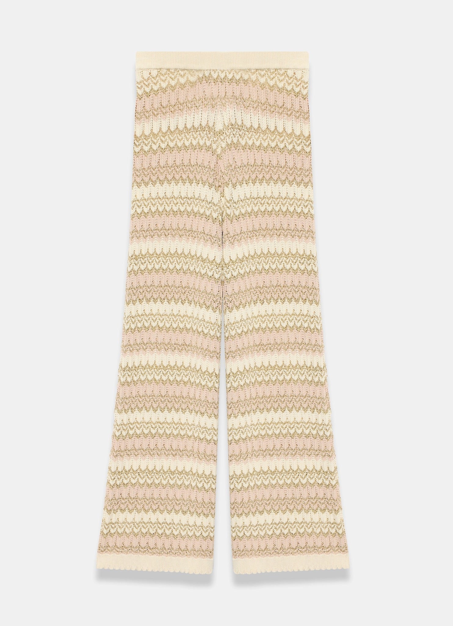 Neutral Striped Crochet Trousers