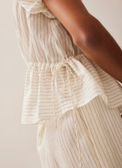 Neutral Stripe Peplum Top
