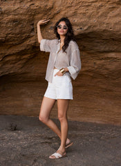 Neutral Striped Sheer Shirt