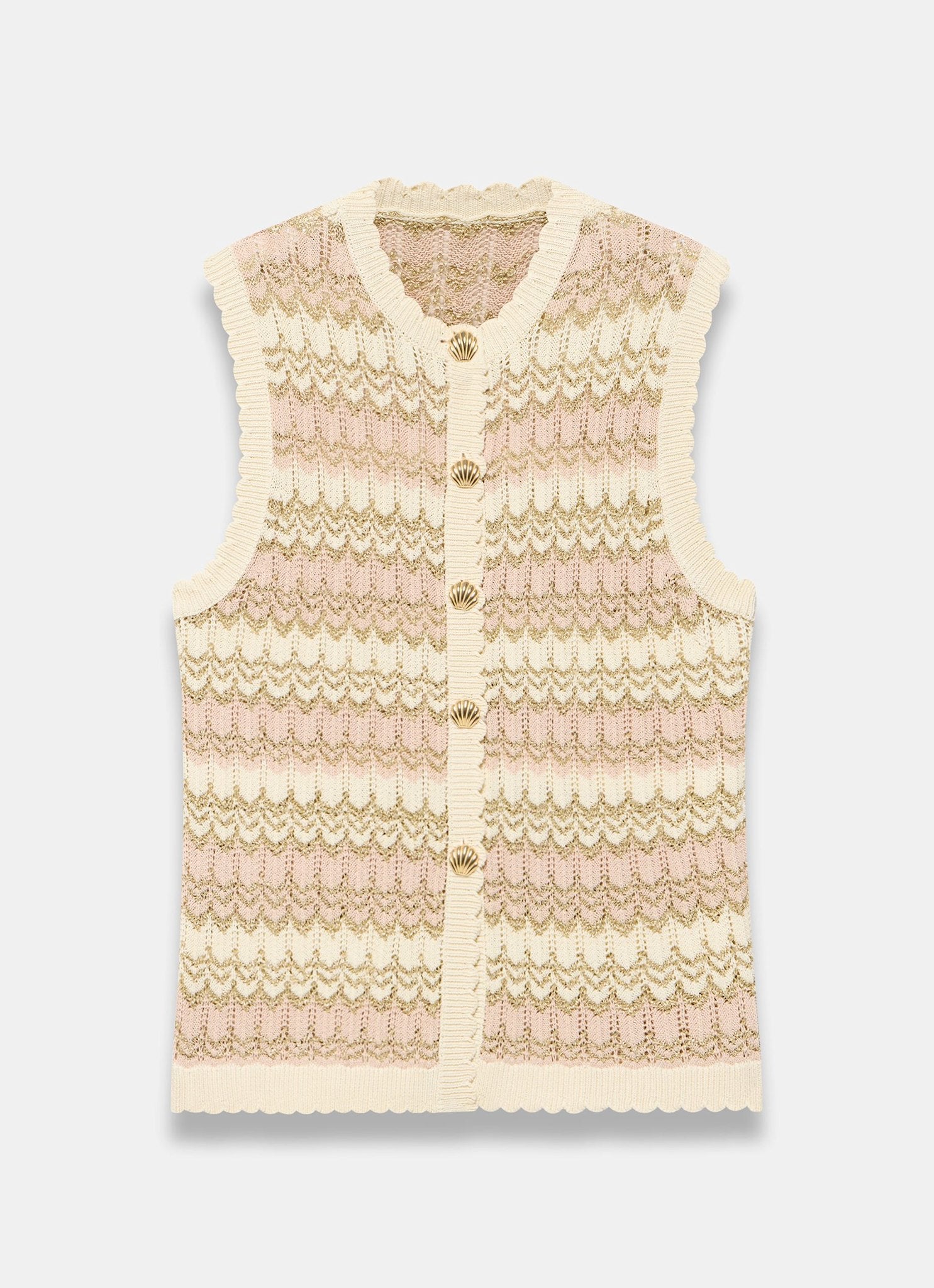 Neutral Striped Crochet Waistcoat
