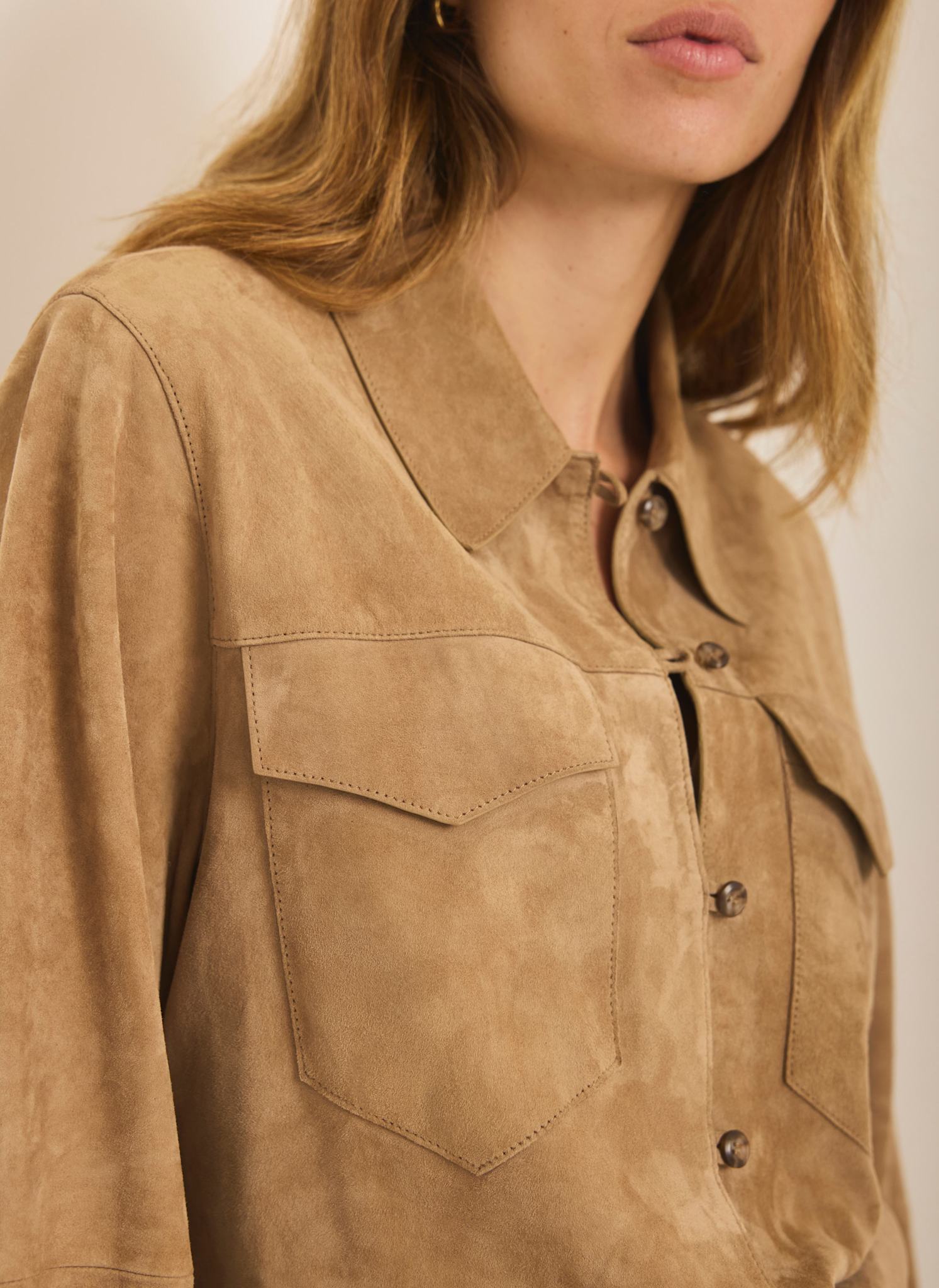 Neutral Suede Shirt