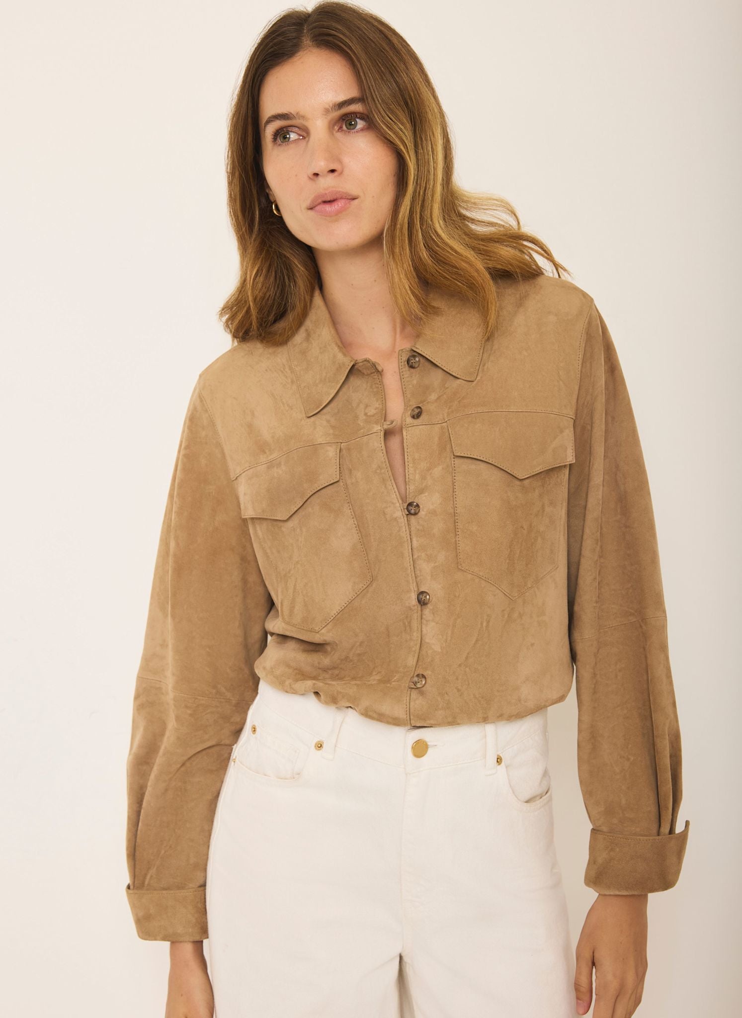 Neutral Suede Shirt
