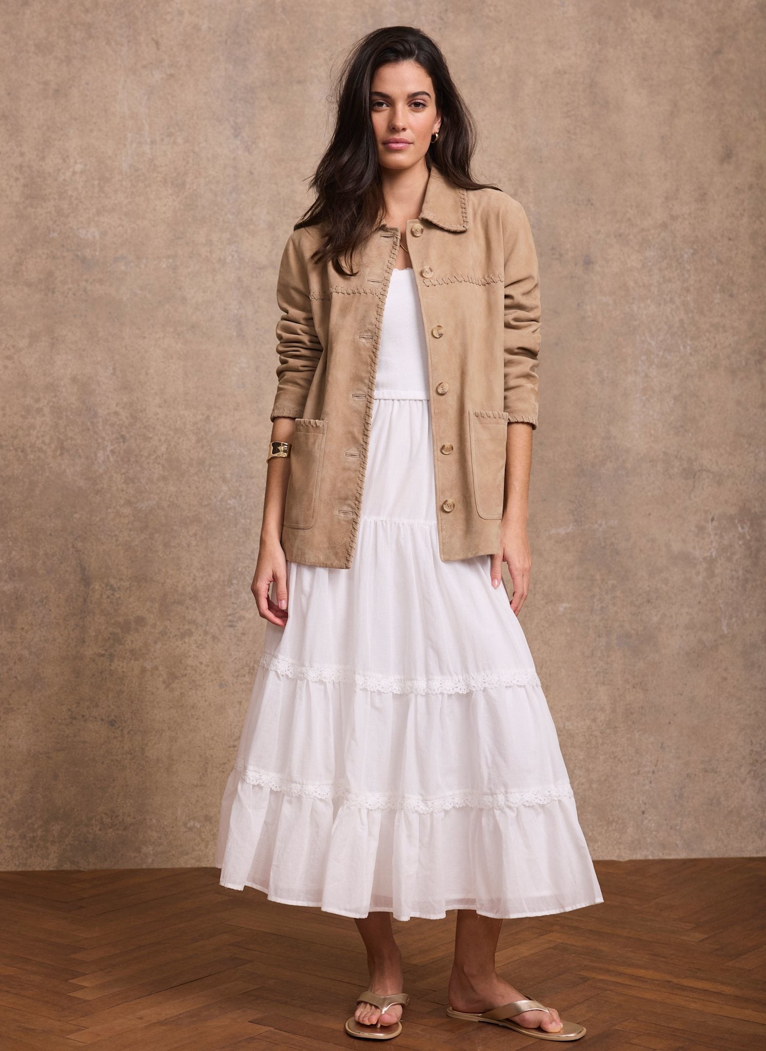Neutral Suede Stitch Shacket