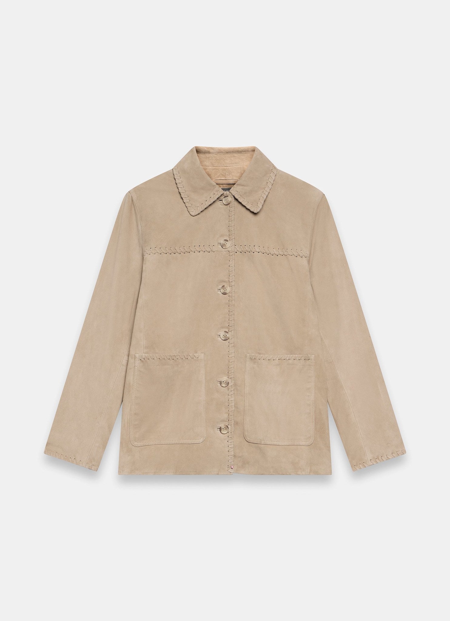 Neutral Suede Stitch Shacket