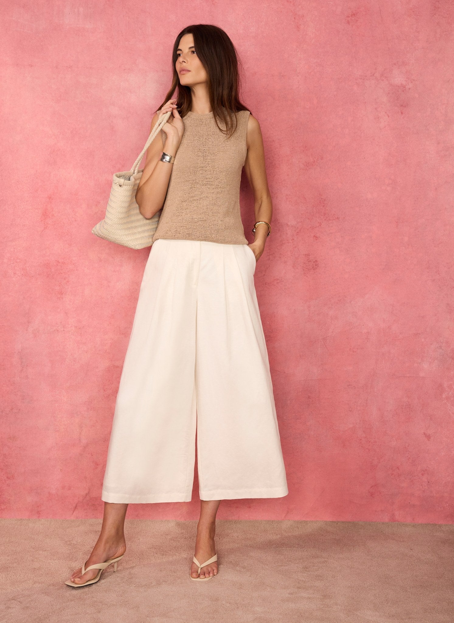 Brown Cotton Blend Knit Top
