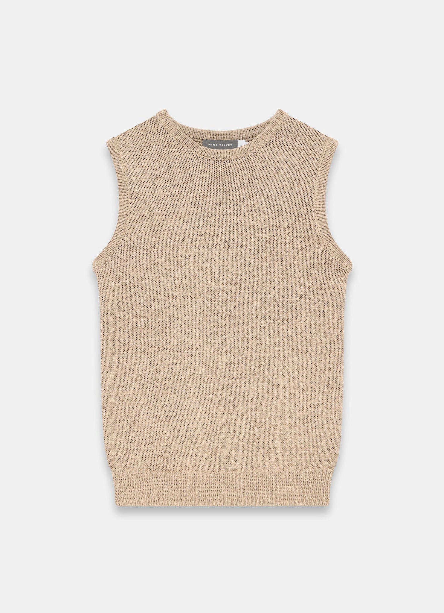 Brown Cotton Blend Knit Top