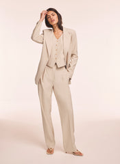 Neutral Tapered Buckle Detail Trousers