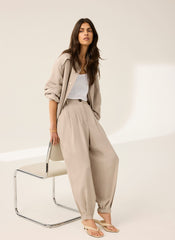 Neutral Tapered Balloon Trousers