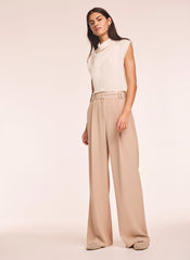 Neutral Waist Detail Wide Trousers
