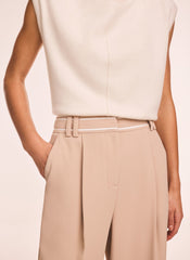 Neutral Waist Detail Wide Trousers