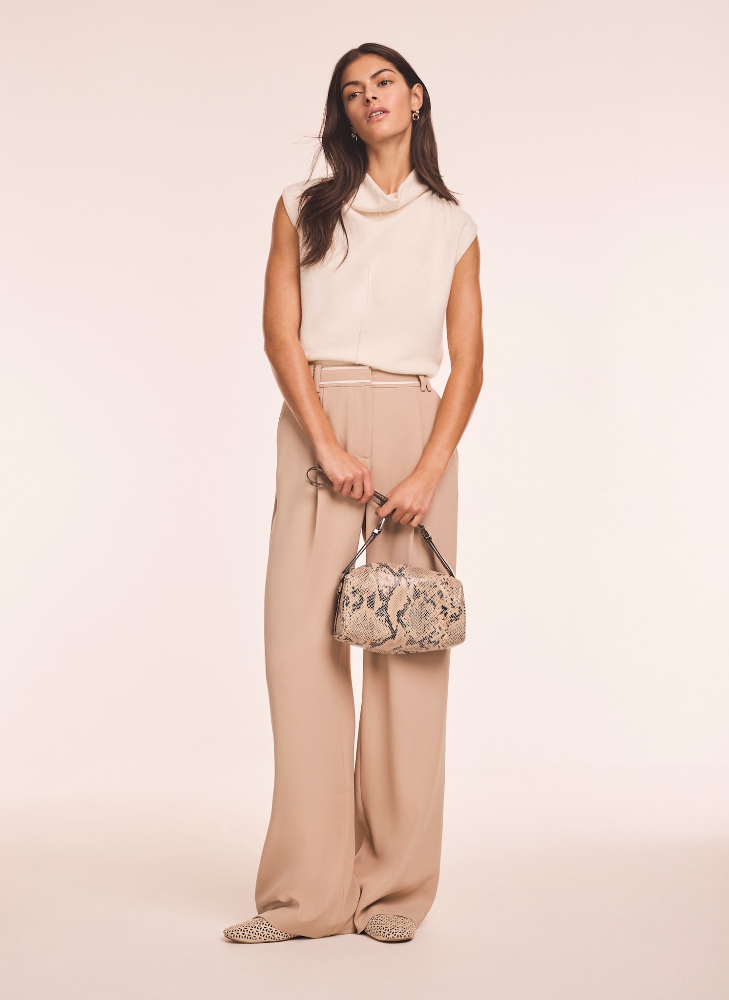 Neutral Waist Detail Wide Trousers