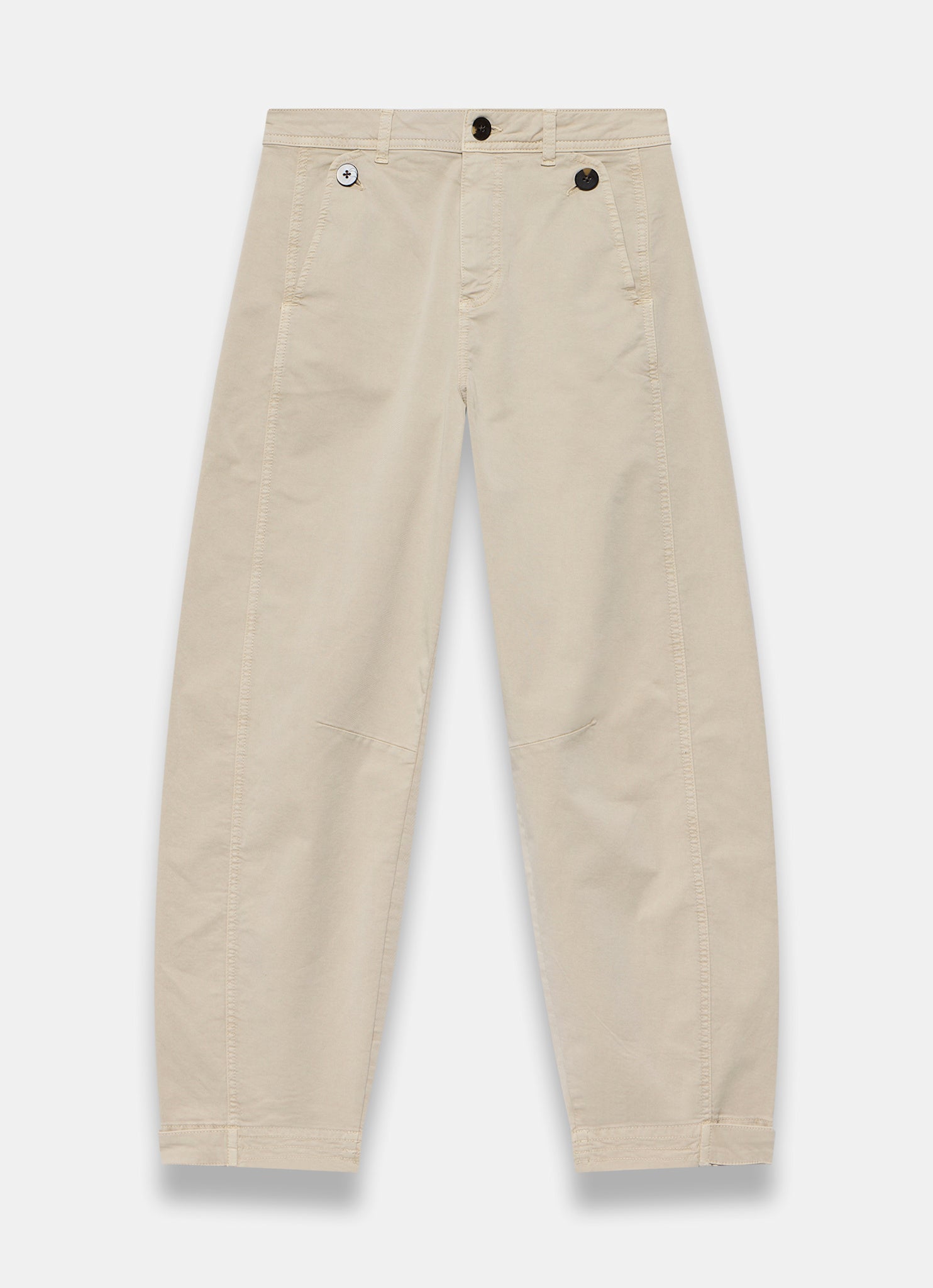 Neutral Washed Barrel Leg Chino Trousers