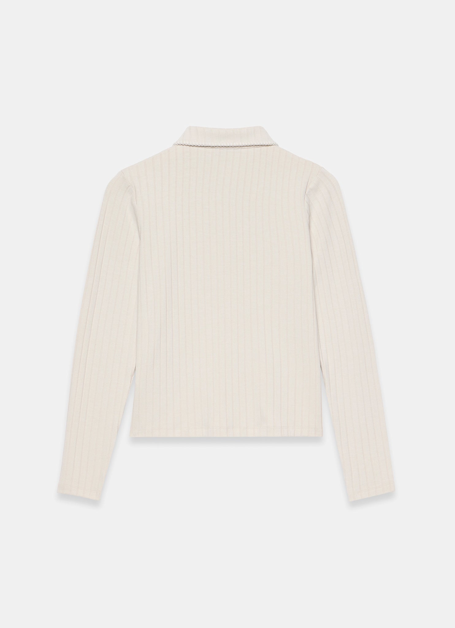 Neutral Whipstitch Polo Top