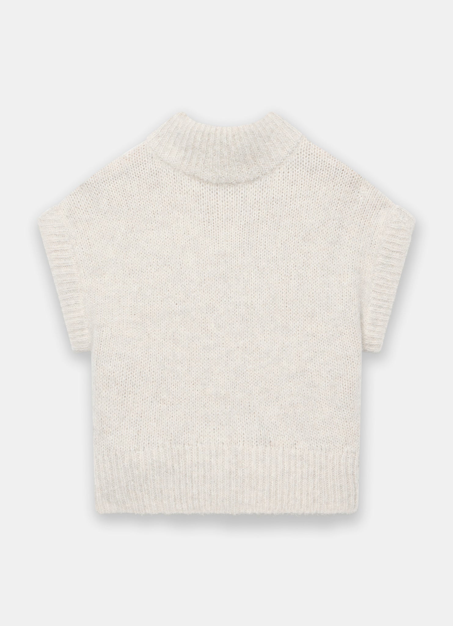 Neutral Wool Blend High Neck Knit Top