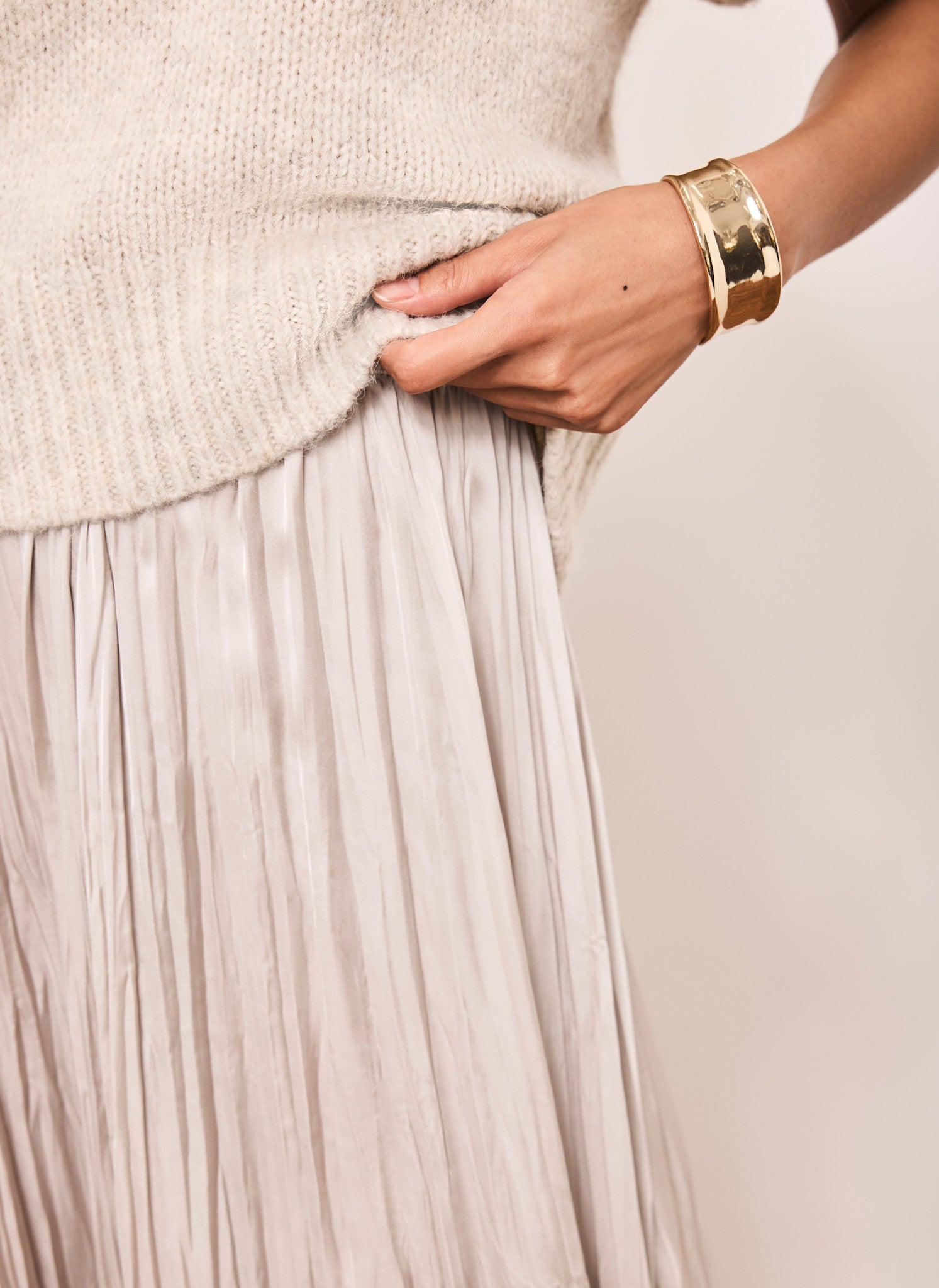 Neutral Wool Blend Layered Maxi Dress