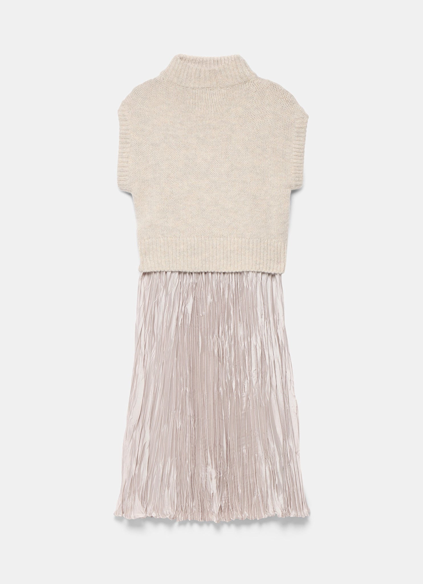 Neutral Wool Blend Layered Maxi Dress