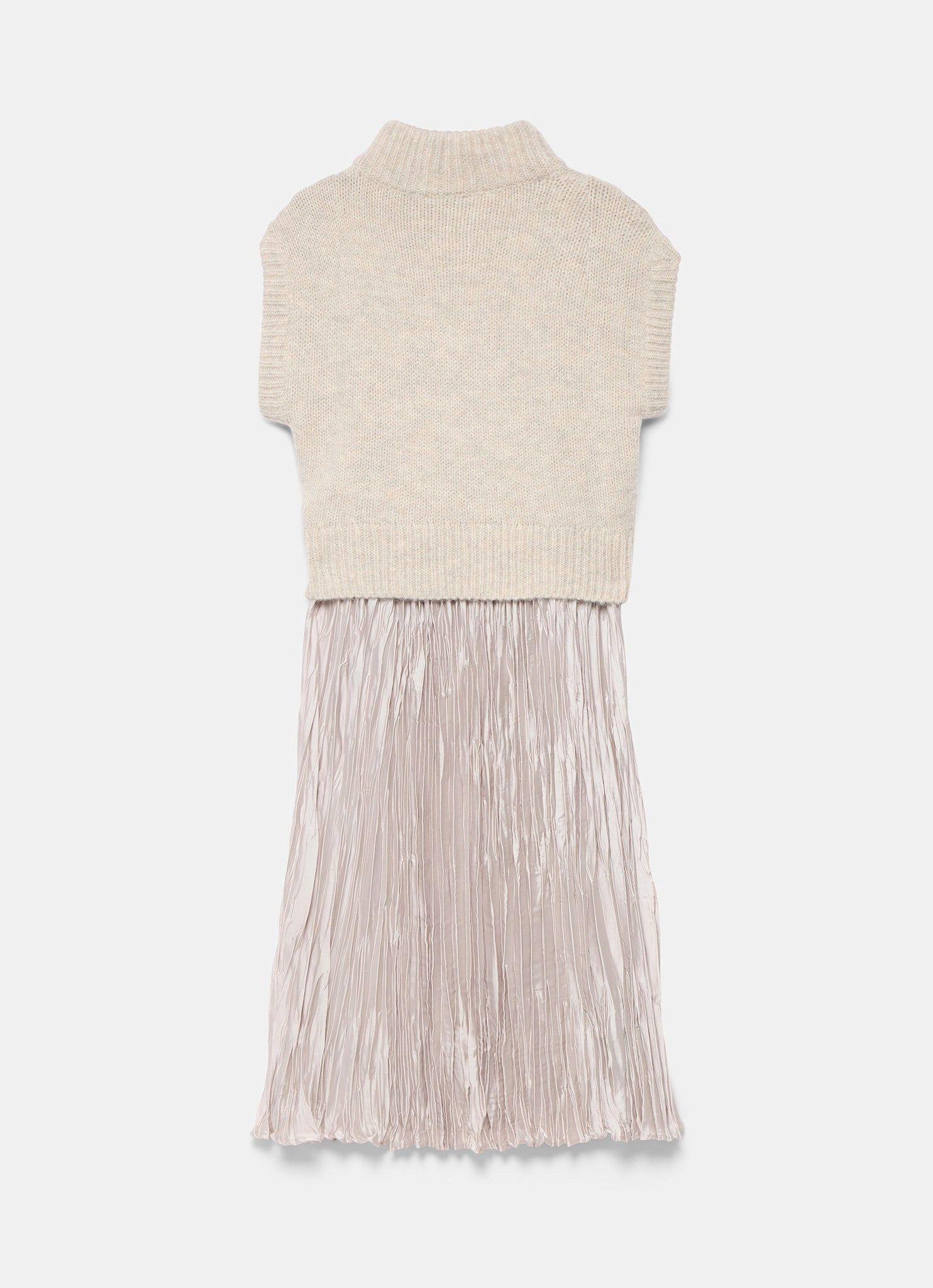Neutral Wool Blend Layered Maxi Dress