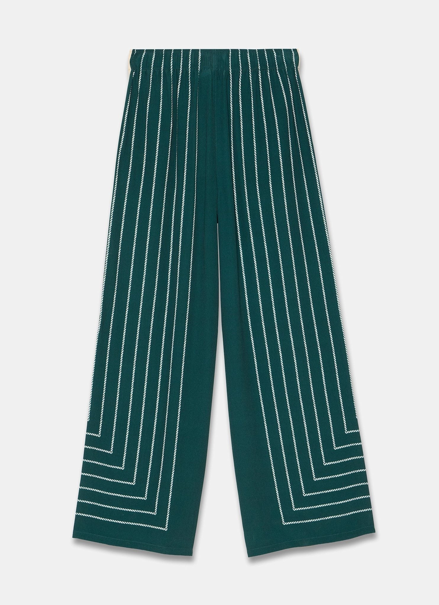 Teal Graphic Print Striped Trousers