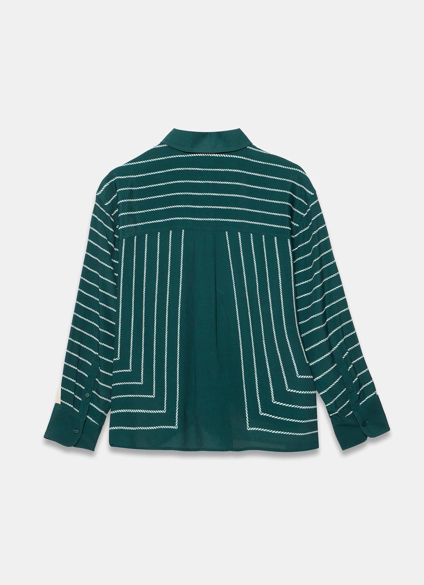 Teal Graphic Print Striped Shirt