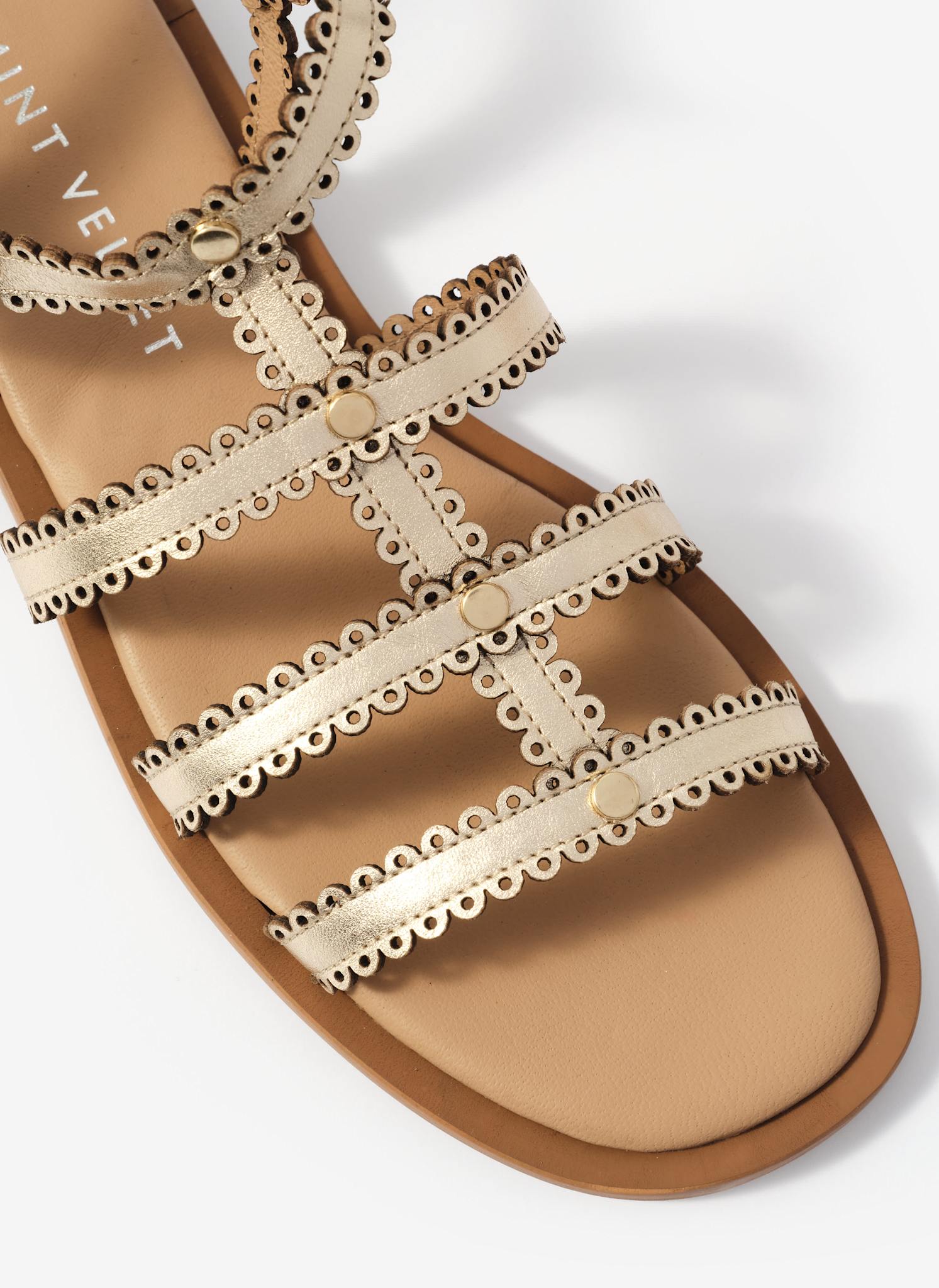 Nicola Gold Leather Gladiator Sandals
