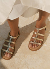 Nicola Gold Leather Gladiator Sandals