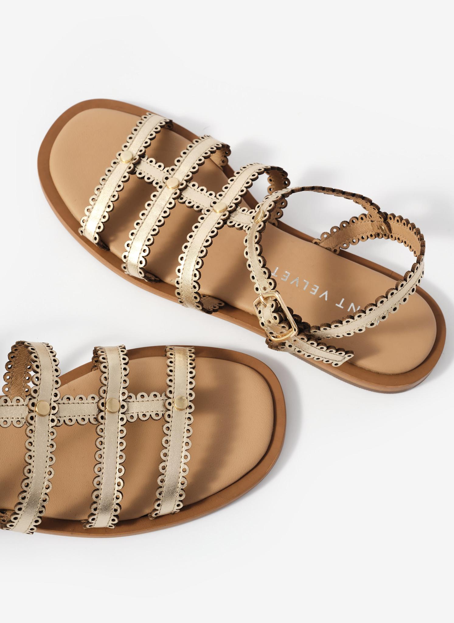 Nicola Gold Leather Gladiator Sandals
