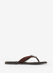 Nova Brown Leather Flip Flop Sandals