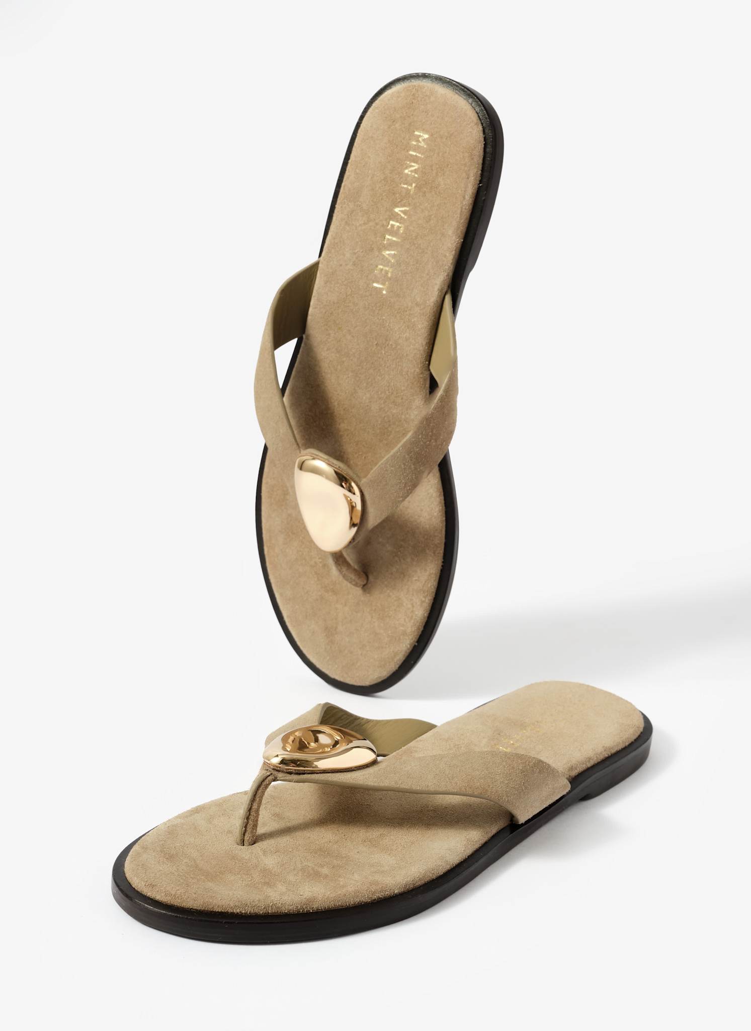 Nova Khaki Suede Flip Flop Sandals