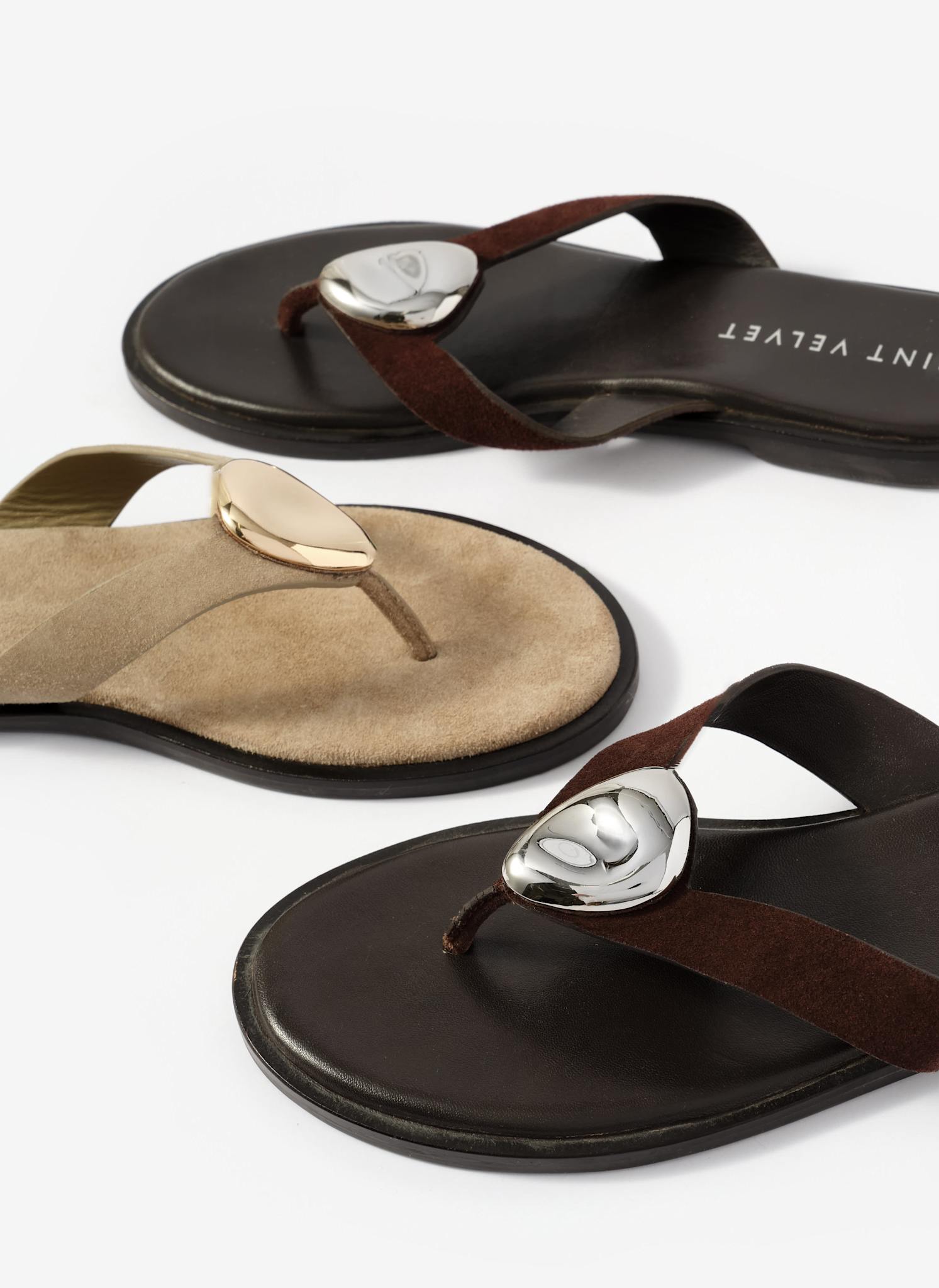 Nova Khaki Suede Flip Flop Sandals