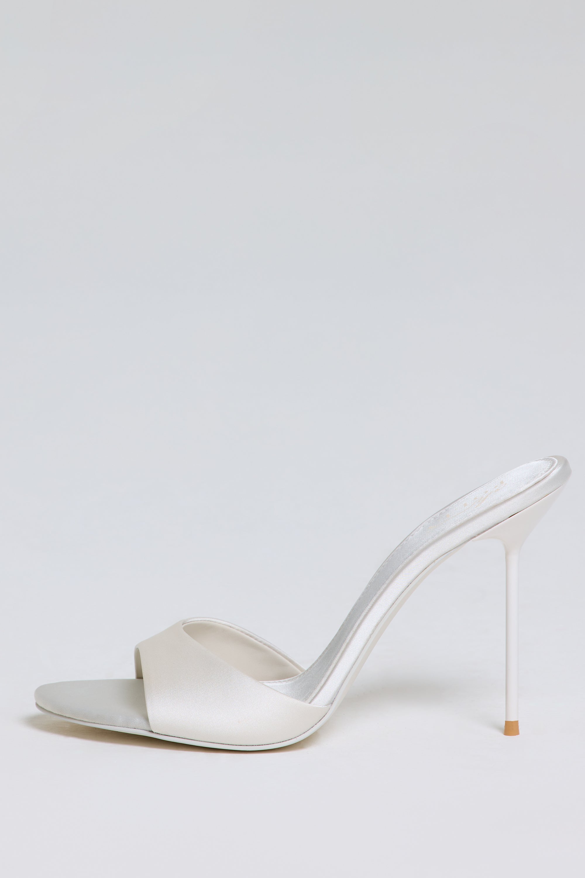 Heeled Mule Sandal in Pearl White