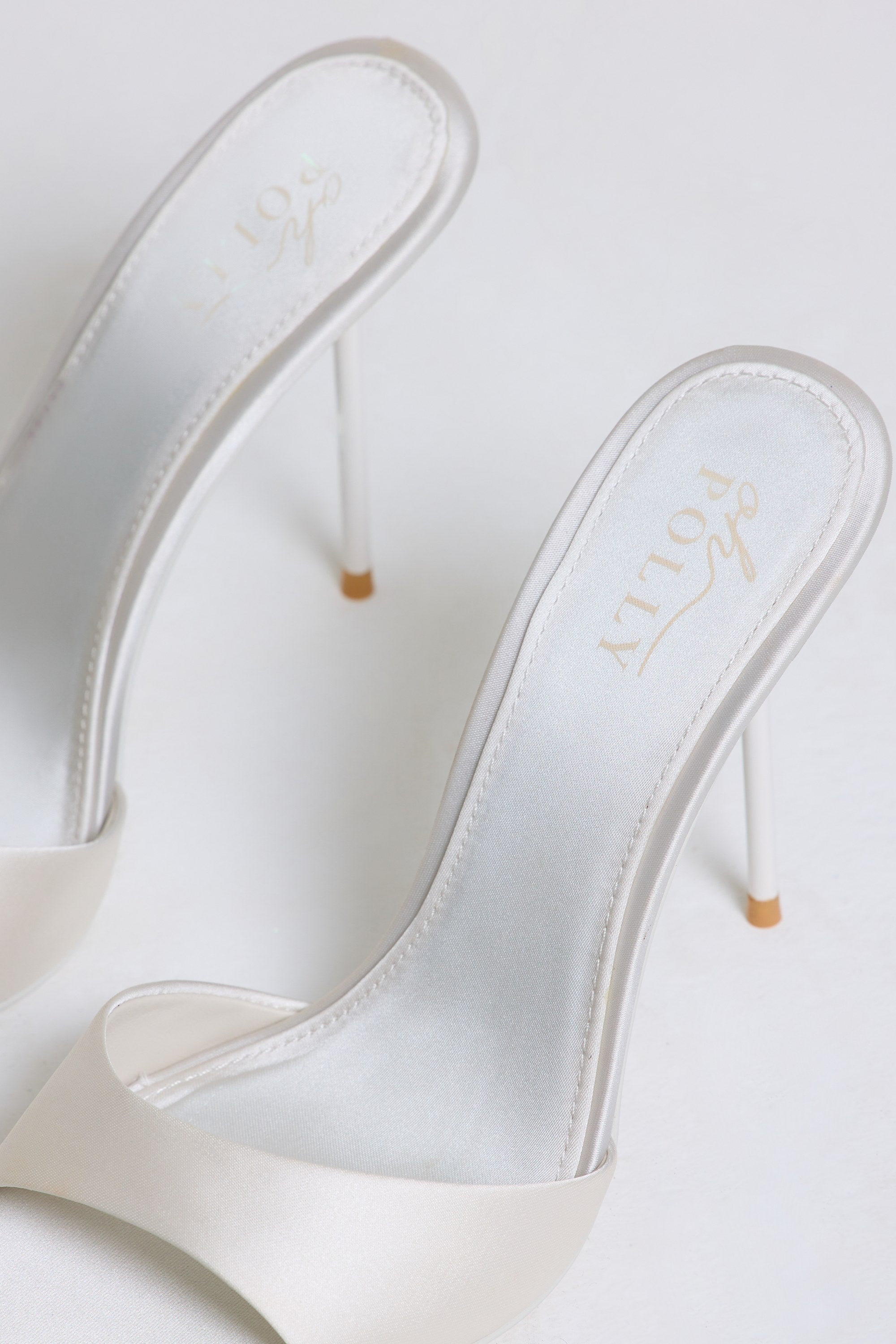 Heeled Mule Sandal in Pearl White
