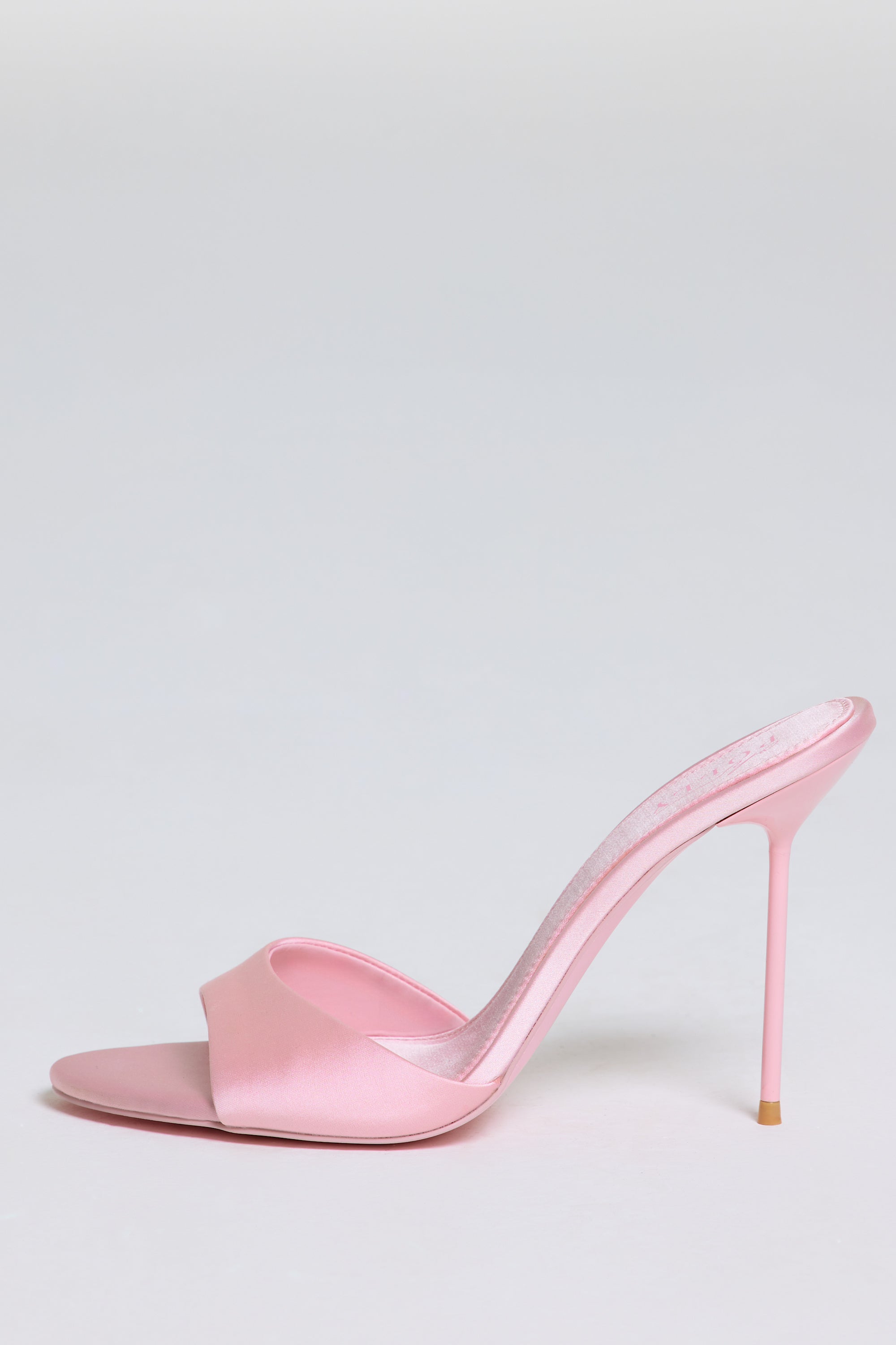 Heeled Mule Sandal in Soft Pink